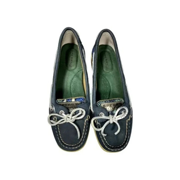 Sperry‎ Navy Leather with Snakeskin Loafers - Picture 1 of 6